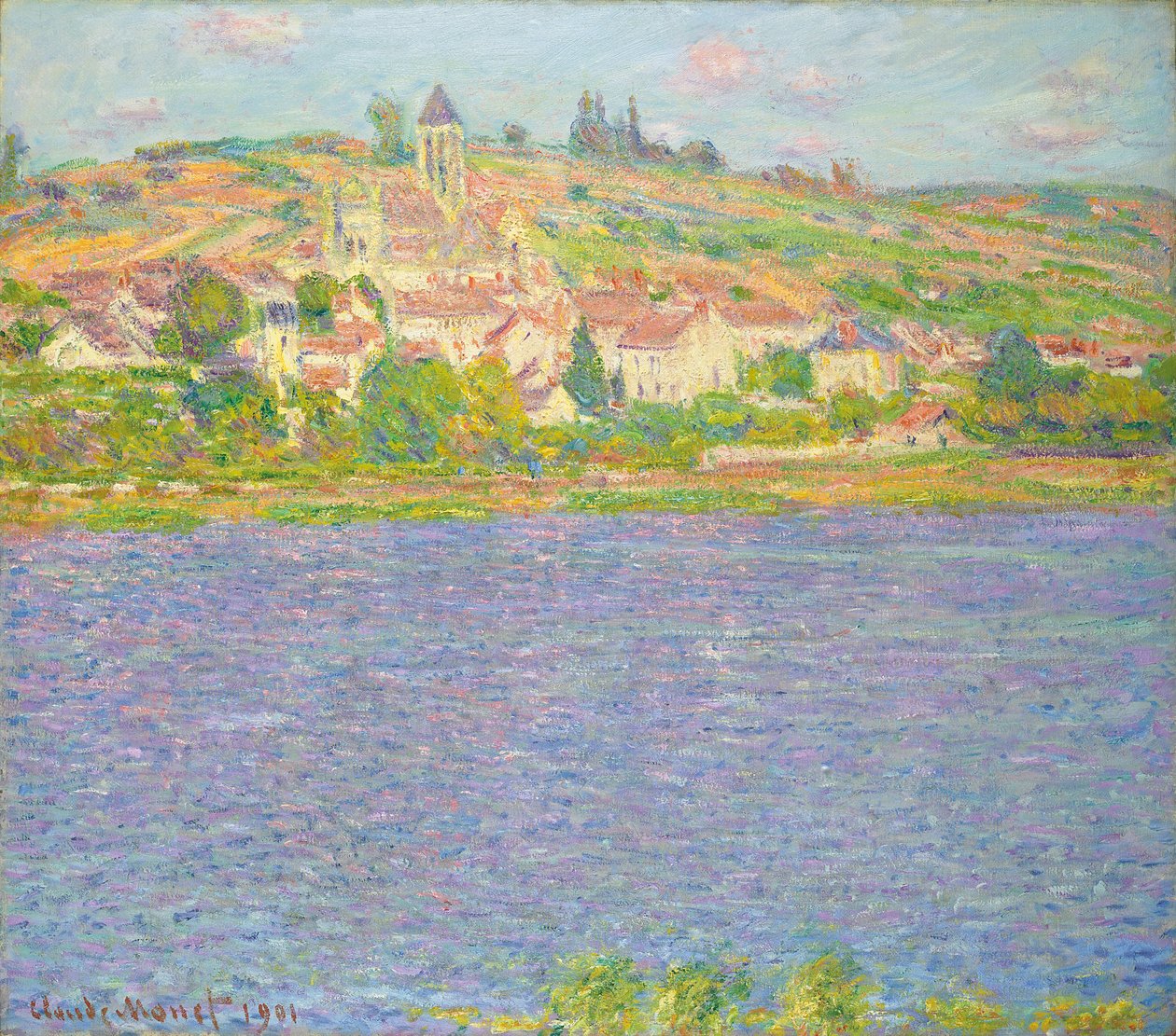 Vetheuil w słońcu; Vetheuil, effet de Soleil, 1901 autorstwa Claude Monet