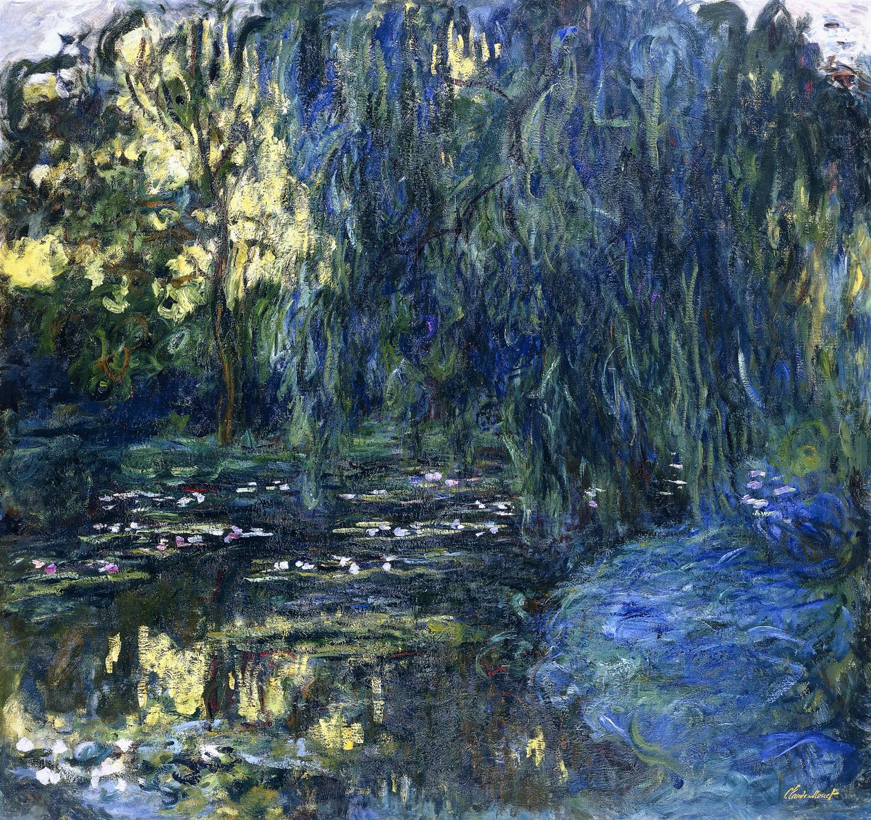 Widok na Lilypond z wierzbą, ok. 1917-1919 autorstwa Claude Monet