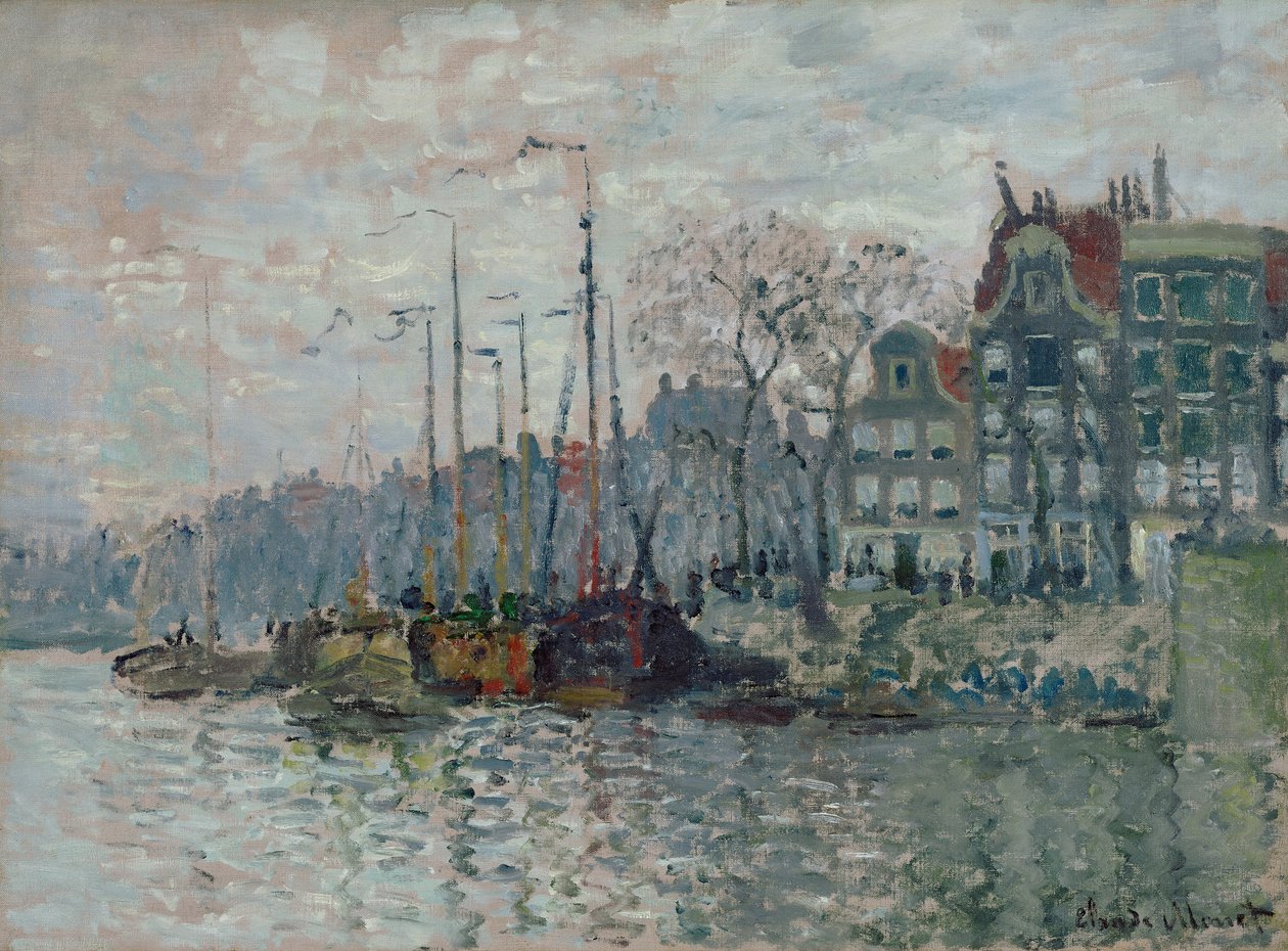 Widok Prins Hendrikkade i Kromme Waal w Amsterdamie, 1874 autorstwa Claude Monet