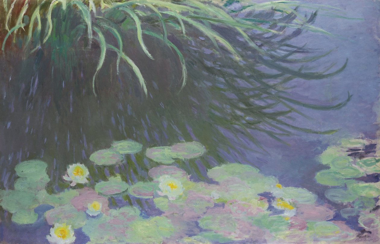 Lilie wodne z odbiciami wysokiej trawy, 1914-1917 autorstwa Claude Monet