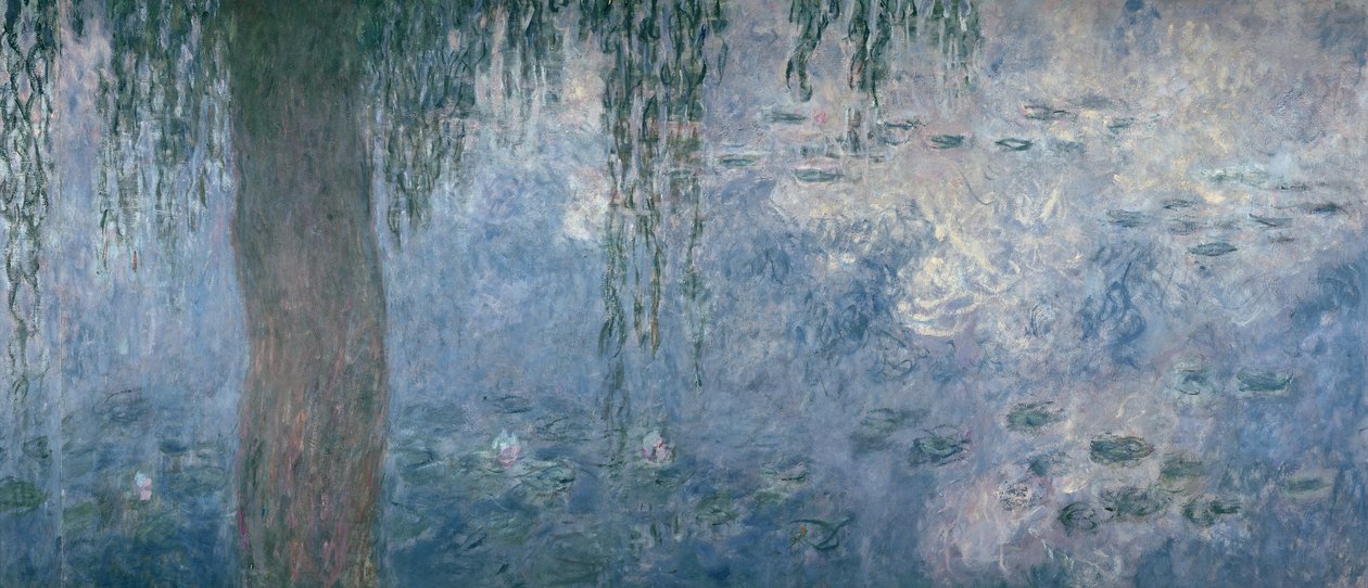 Lilie wodne: Poranek z płaczącą wierzbą, 1914-18 (prawa część) autorstwa Claude Monet