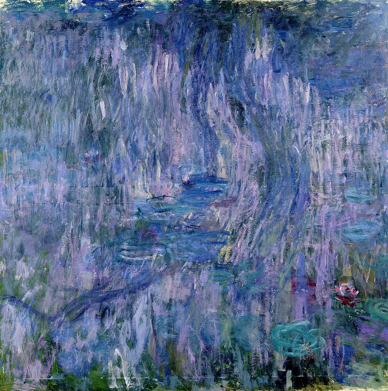 Lilie wodne i odbicia wierzby, 1916-19 (patrz szczegół 414405) autorstwa Claude Monet