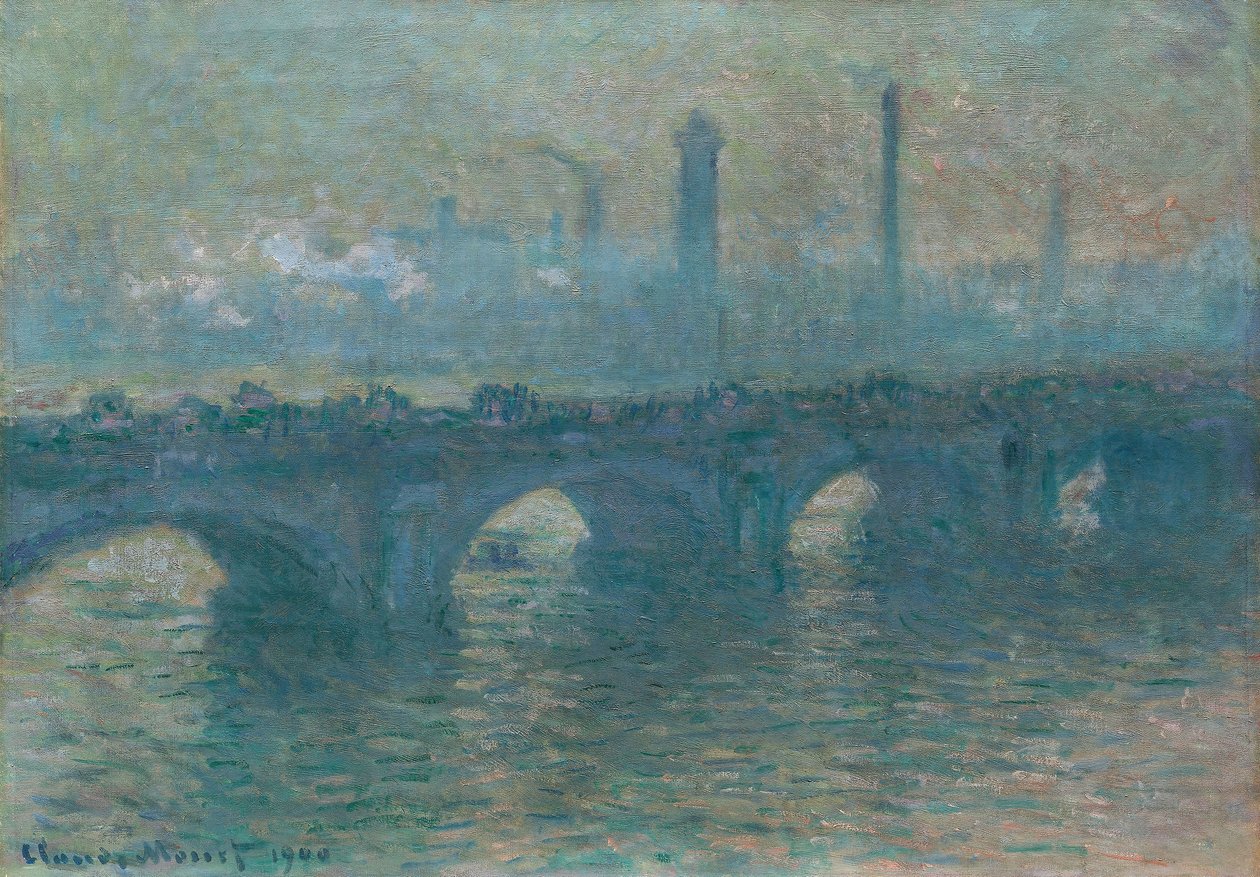 Most Waterloo, szara pogoda autorstwa Claude Monet