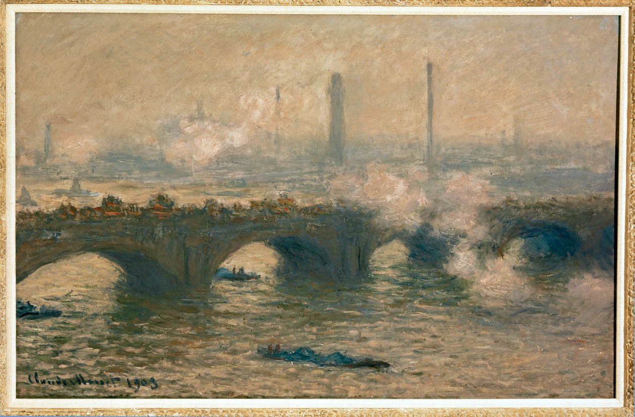 Waterloo Bridge. Szary dzień (olej na płótnie) autorstwa Claude Monet