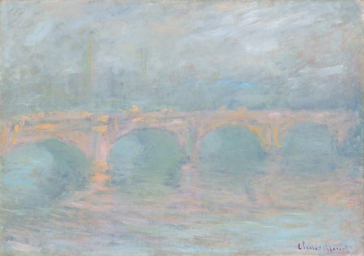 Most Waterloo w Londynie o zachodzie słońca autorstwa Claude Monet