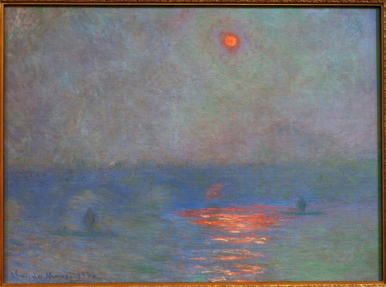 Most Waterloo, Słońce we mgle (Sonne im Nebel) autorstwa Claude Monet