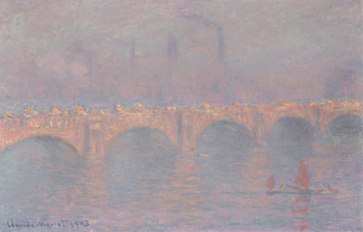 Most Waterloo, zasłonięte słońce autorstwa Claude Monet