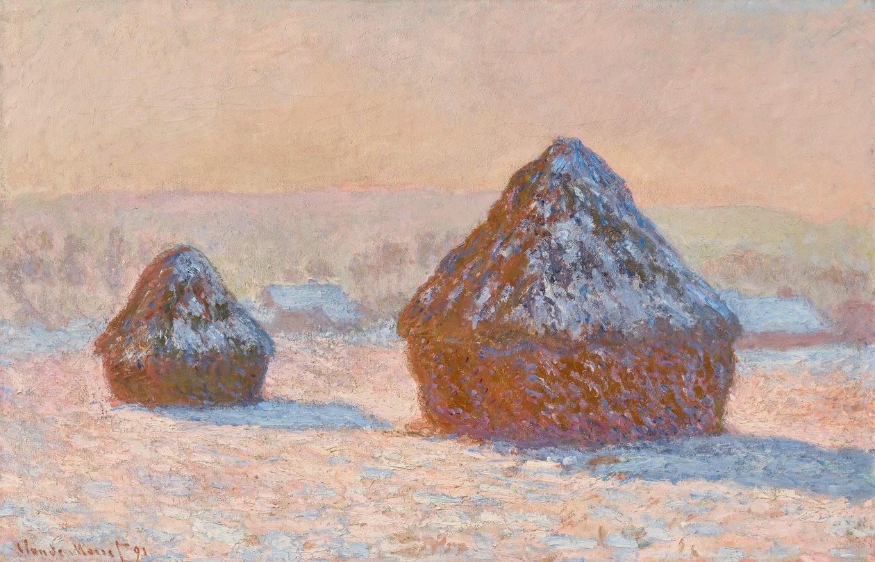 Stogi pszenicy, efekt śniegu, poranek (Meules, Effet de Neige, Le Matin) autorstwa Claude Monet