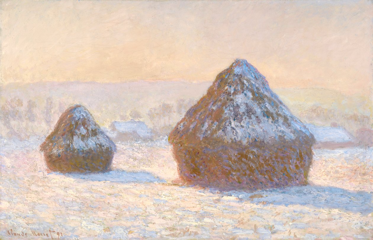 Pszenica, efekt śniegu, poranek autorstwa Claude Monet
