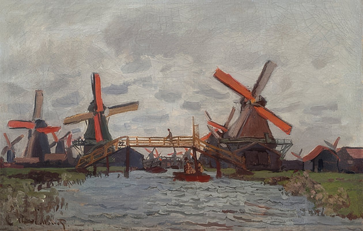 Wiatraki w Westzijderveld koło Zaandam. 1871 autorstwa Claude Monet