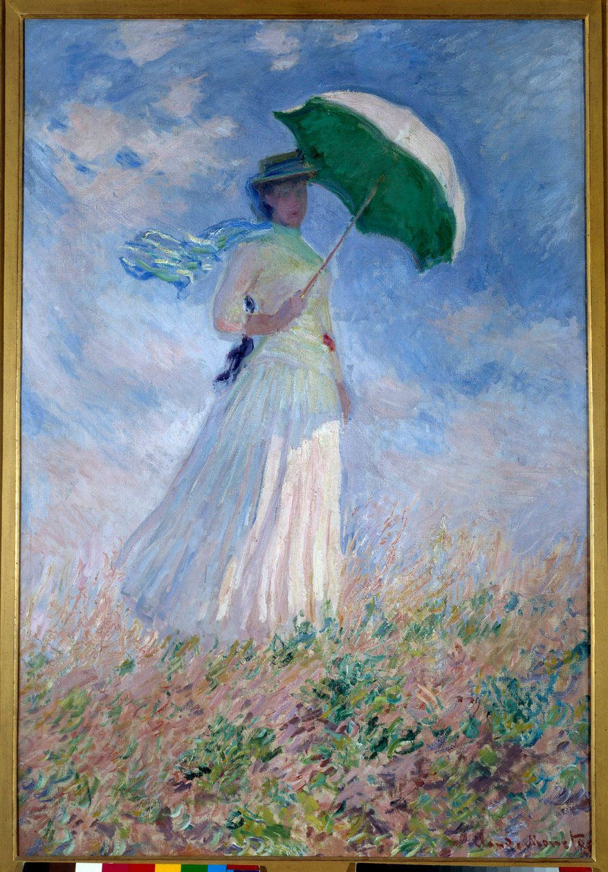 Kobieta z parasolką zwróconą w prawo autorstwa Claude Monet