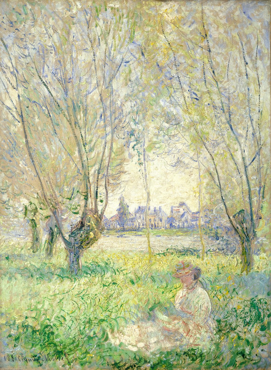 Kobieta siedząca pod wierzbami autorstwa Claude Monet