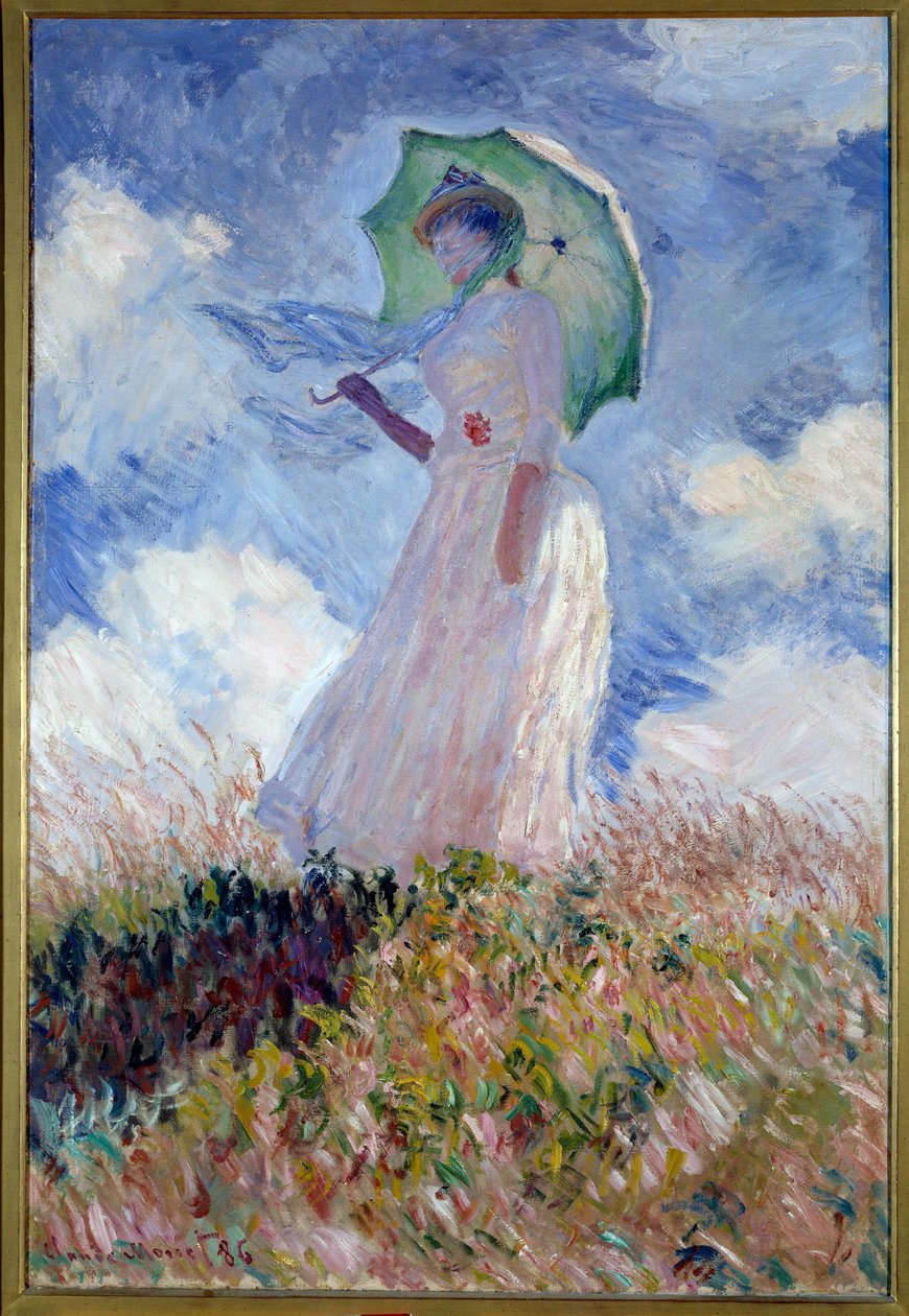 Kobieta z parasolką zwróconą w lewo autorstwa Claude Monet