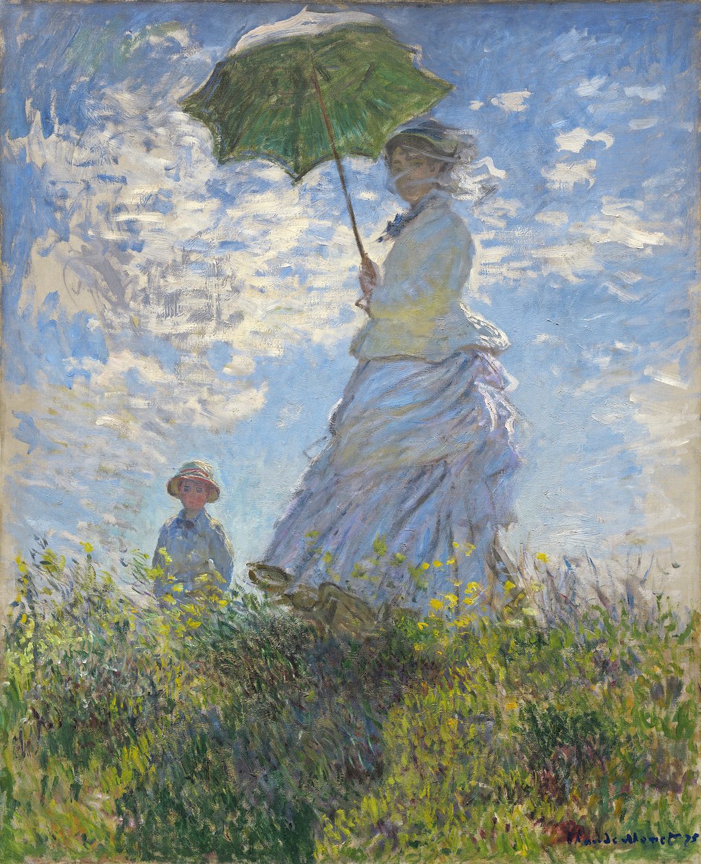 Kobieta z parasolem - Madame Monet i jej syn autorstwa Claude Monet