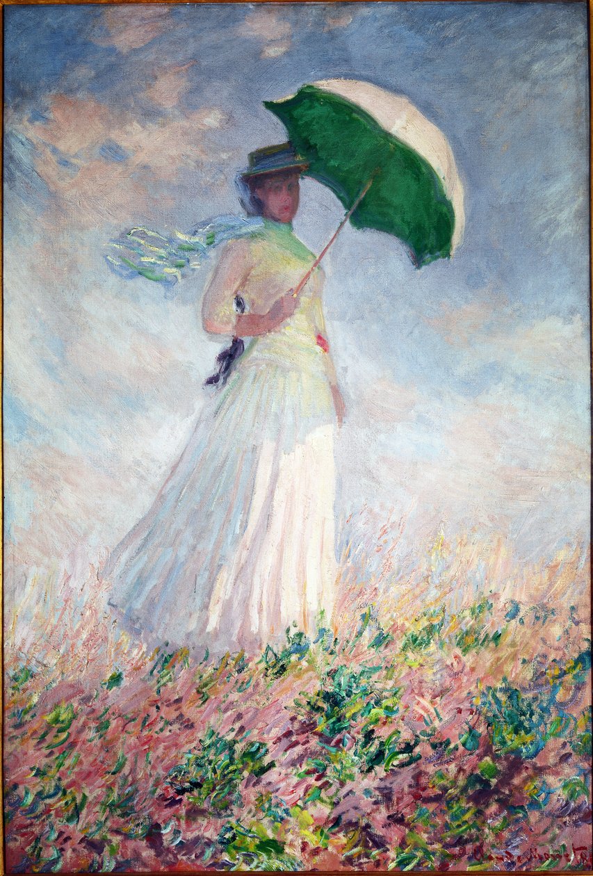 Kobieta z parasolem obróconym w prawo autorstwa Claude Monet