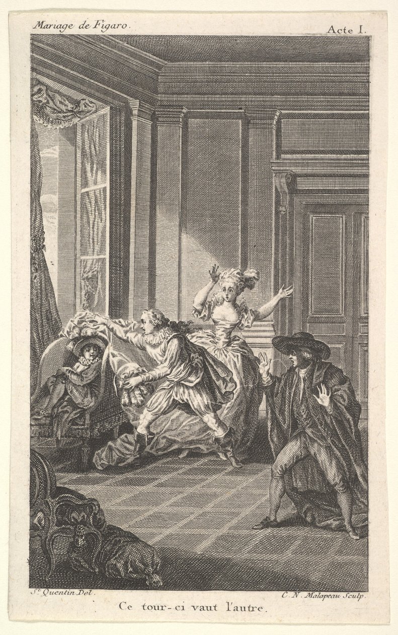 Mężczyzna zwinięty w kłębek spogląda w stronę innego mężczyzny, który zbliża się do niego z lewej strony i…, ca. 1784. autorstwa Claude Nicolas Malapeau