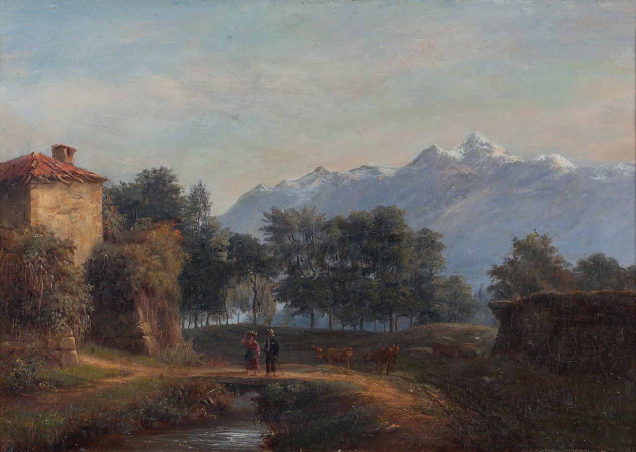 Ściany murów obronnych Grenoble od strony Île Verte (olej na płótnie) autorstwa Claude Pollet