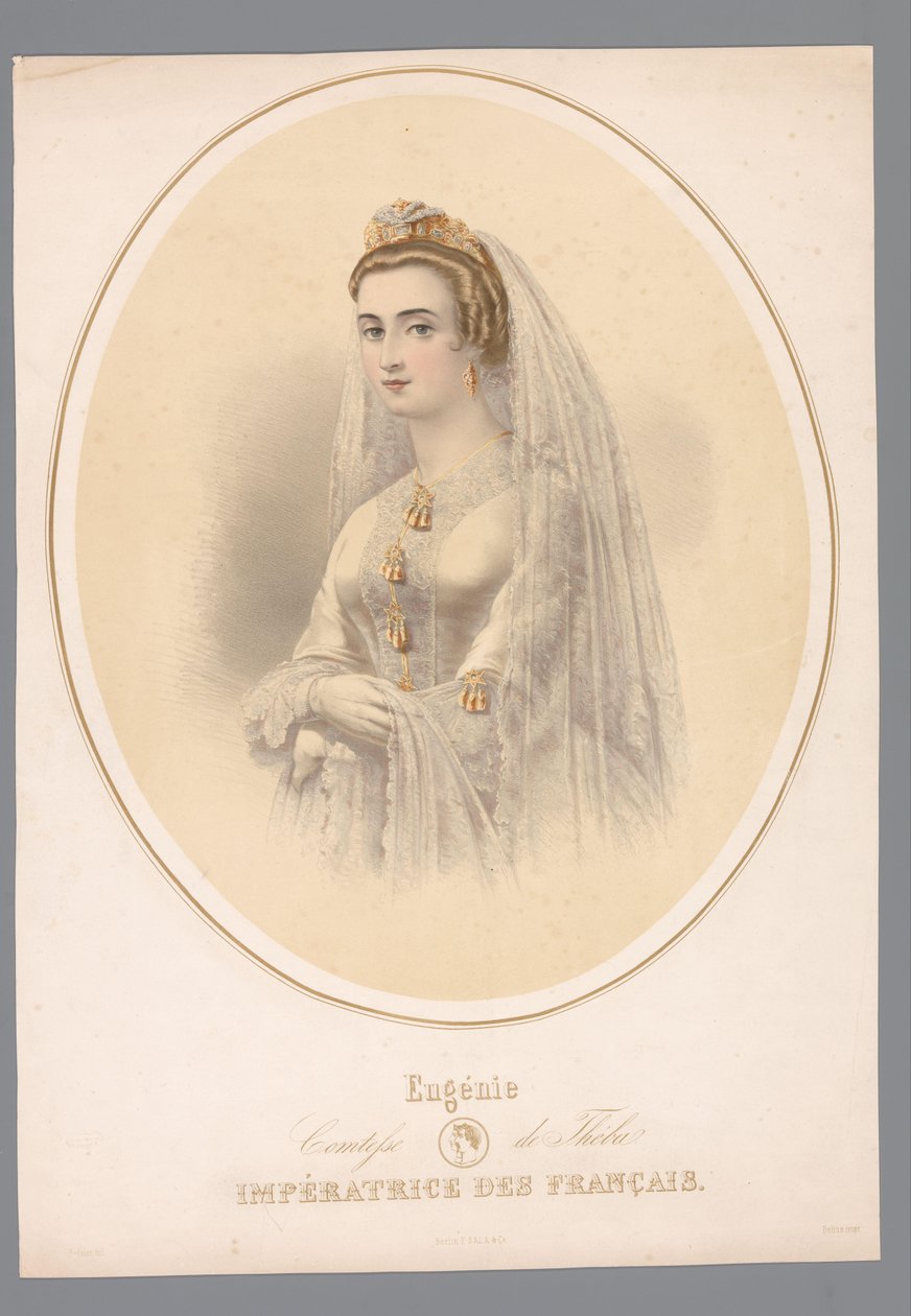 Portret van Eugenie, keizerin van Frankrijk Eugenia, hrabina Teby. Cesarzowa Francuzów (tytuł na obiekcie) autorstwa Claude Régnier