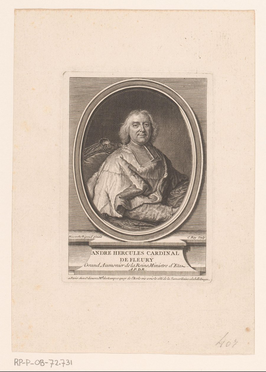 Portret André-Hercule de Fleury autorstwa Claude Roy