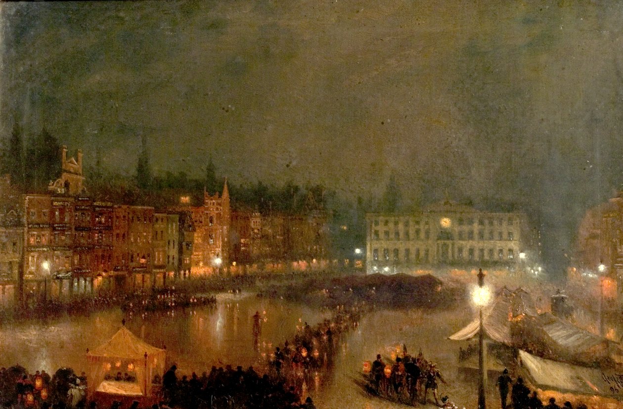 Tatuaż z latarką przedstawiający karabiny Robin Hooda, Nottingham Market Place, 1896 r autorstwa Claude T. Stanfield Moore