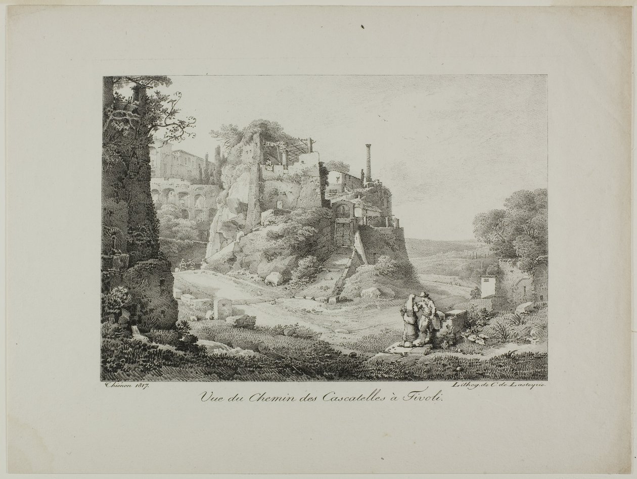 Widok drogi z Cascatelles do Tivoli autorstwa Claude Thienon