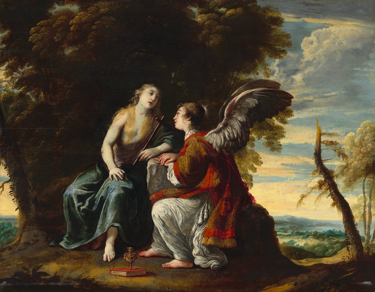 Maria Magdalena pocieszona przez anioła autorstwa Claude Vignon