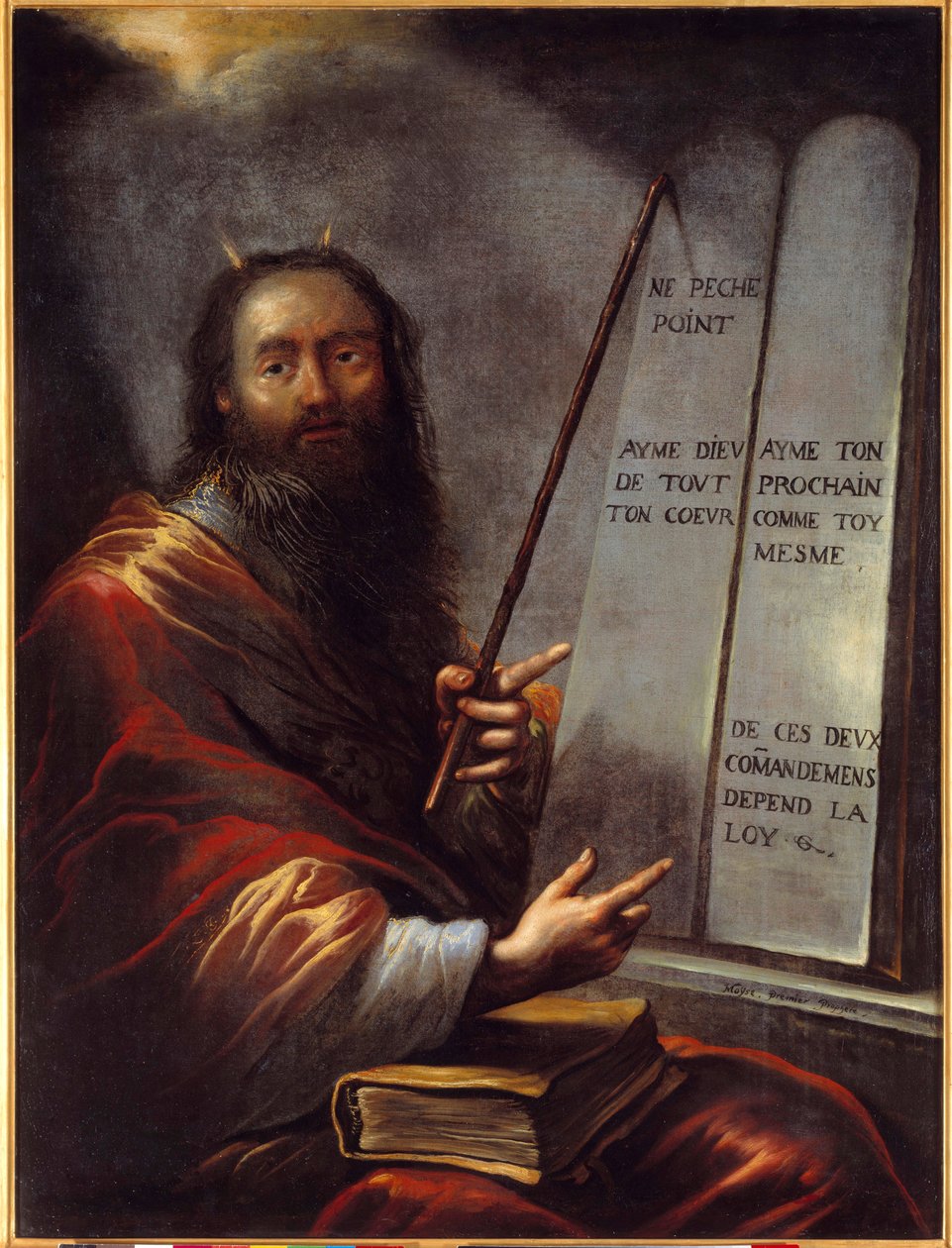 Mojżesz i Tablice Prawa Obraz Claude Vignon (1593-1670) XVII-wieczne Słońce. 1,29x0,9 m Rouen, Muzeum Sztuk Pięknych autorstwa Claude Vignon