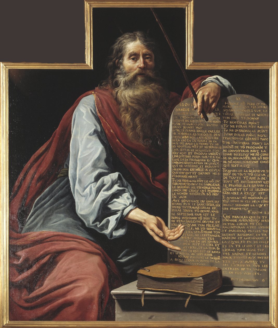 Mojżesz i Dziesięć Przykazań - Mojżesz z Dziesięciu Przykazaniami, Vignon, Claude (1593-1670). Olej na płótnie. Rozmiar: 160x131,5cm. Muzeum Narodowe w Sztokholmie autorstwa Claude Vignon