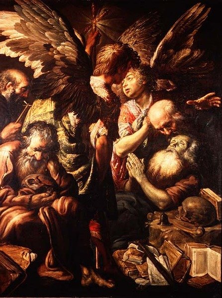 Śmierć św. Antoniego (olej na płótnie) autorstwa Claude Vignon