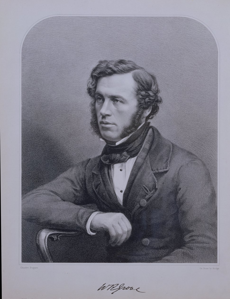 Portret Sir William Grove (1811-96) wyryty przez Bosley autorstwa Claudet Daguer