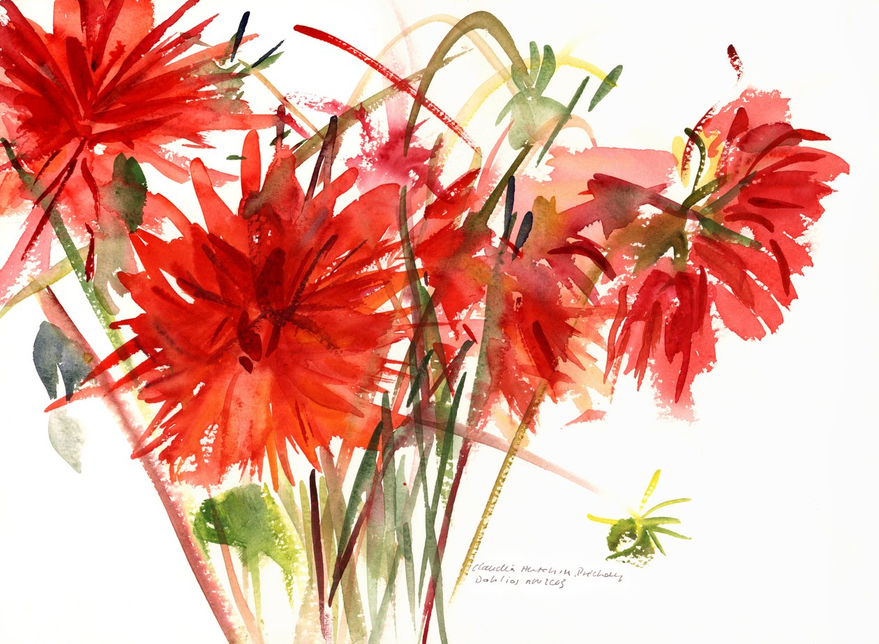 Dalie, 2002 (akwarela) autorstwa Claudia Hutchins Puechavy