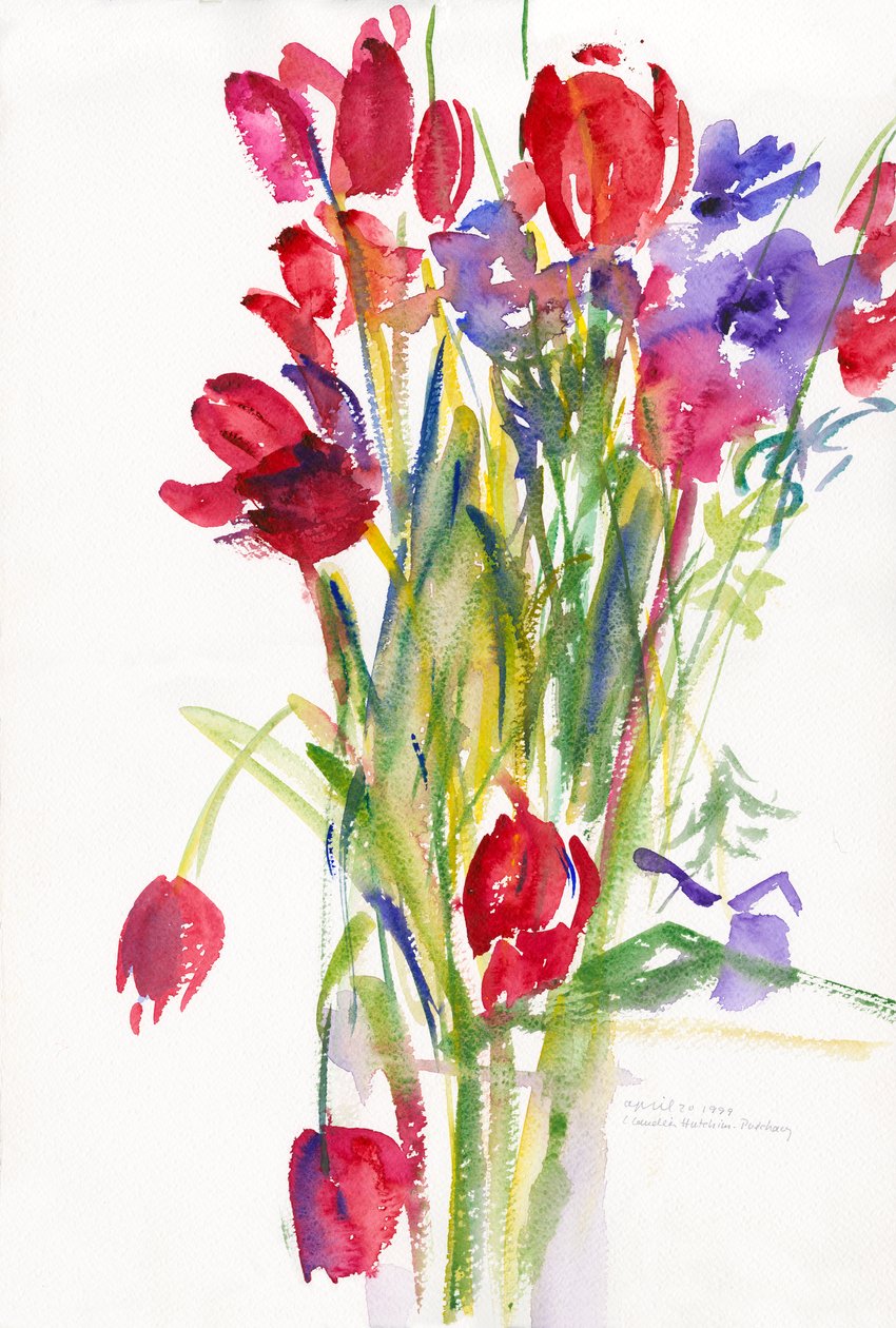 Tulipany, 1999, (akwarela na papierze) autorstwa Claudia Hutchins Puechavy