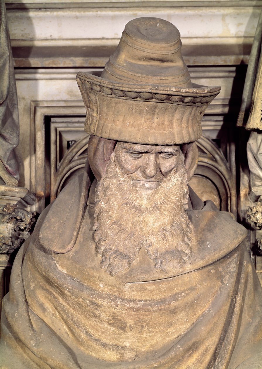 Zachariasz, fragment z sześciokątnego cokołu Studni Mojżesza, 1395-1404 autorstwa Claus and Malouel, Jean Sluter