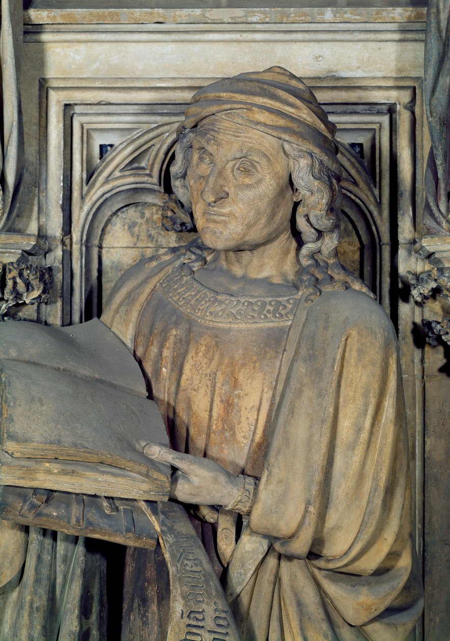 Jeremiasz, detal jednej z figur proroka z sześciokątnego cokołu Studni Mojżesza, 1395-1404 kamień autorstwa Claus and Malouel, Jean Sluter
