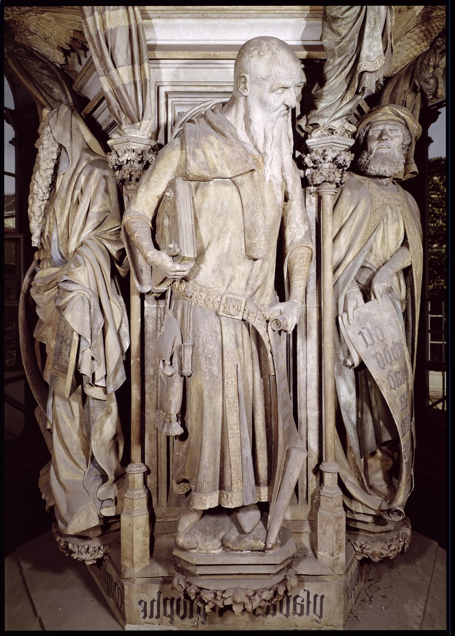Studnia Mojżesza, detal Izajasza z sześciokątnego cokołu, 1395-1404 kamień autorstwa Claus and Malouel, Jean Sluter