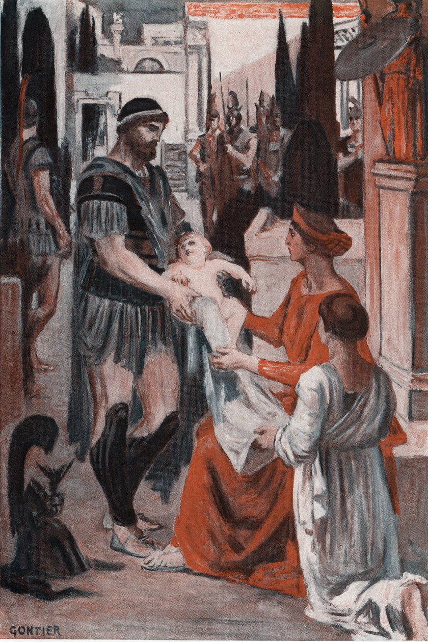 Pożegnanie Hektora i Andromaque. Ilustracja Clementa Gontiera (1876-1918) do „Iliady” Homere