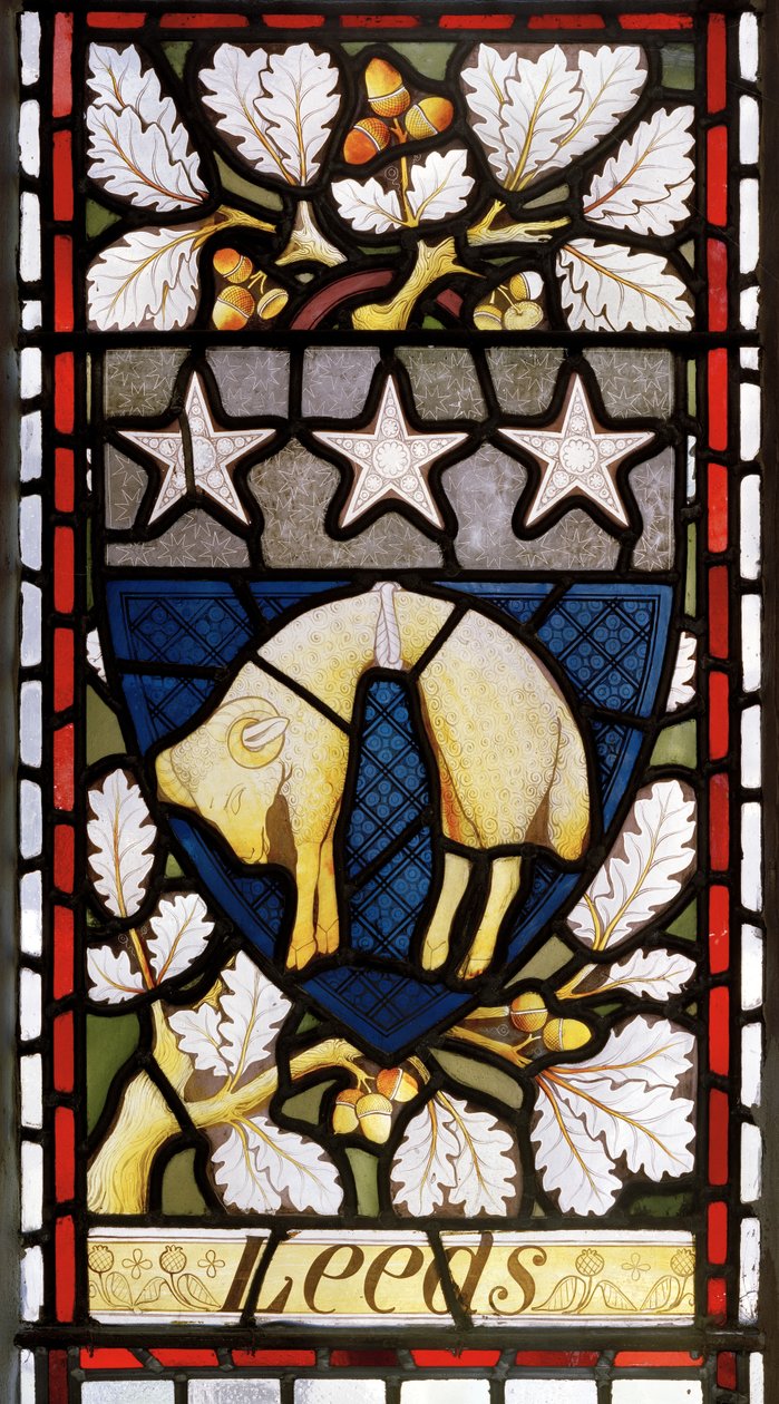 Heraldyka Leeds, 1867-71 (witraże) autorstwa Clement James Heaton