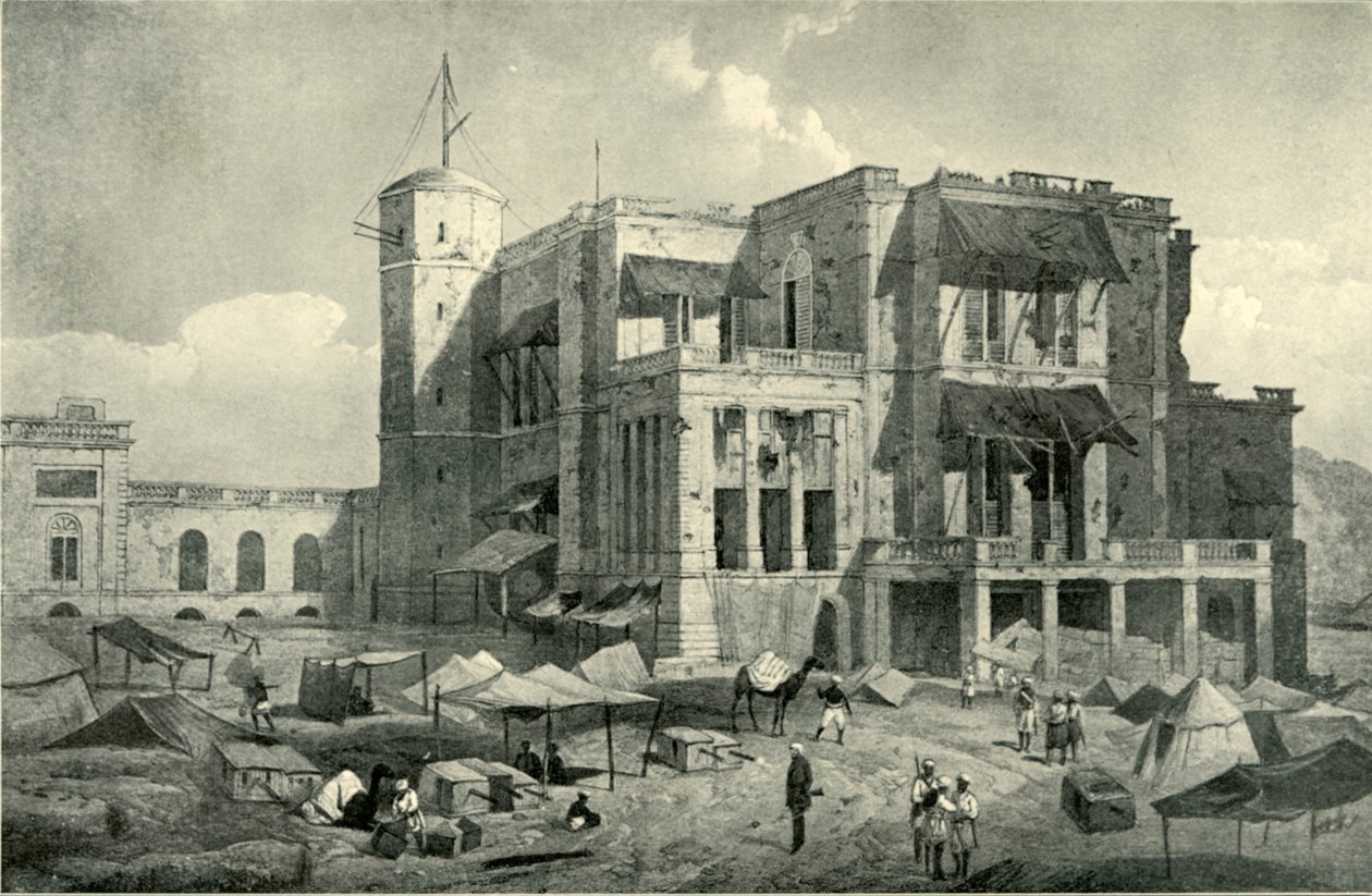 Rezydencja od frontu, Lucknow, Po odsiece, c1858, 1901. autorstwa Clifford Henry Mecham