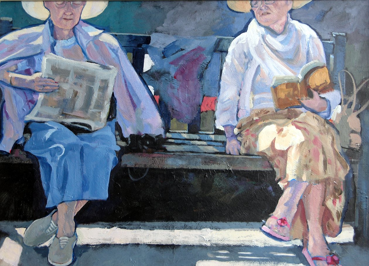 Ławka, 2007 (akryl na pokładzie) autorstwa Clive Metcalfe