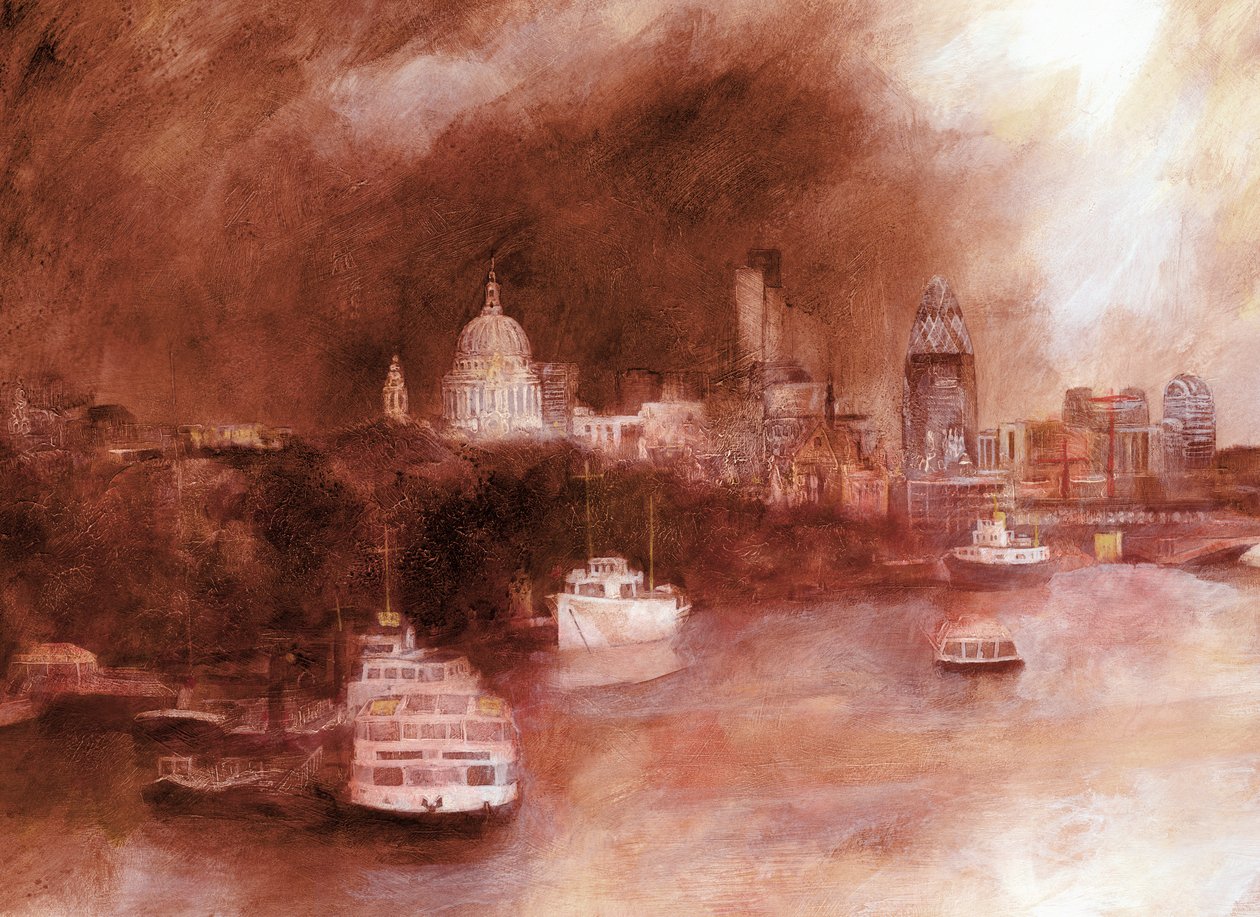 St. Pauls Red, 2007 (akryl na płycie) autorstwa Clive Metcalfe