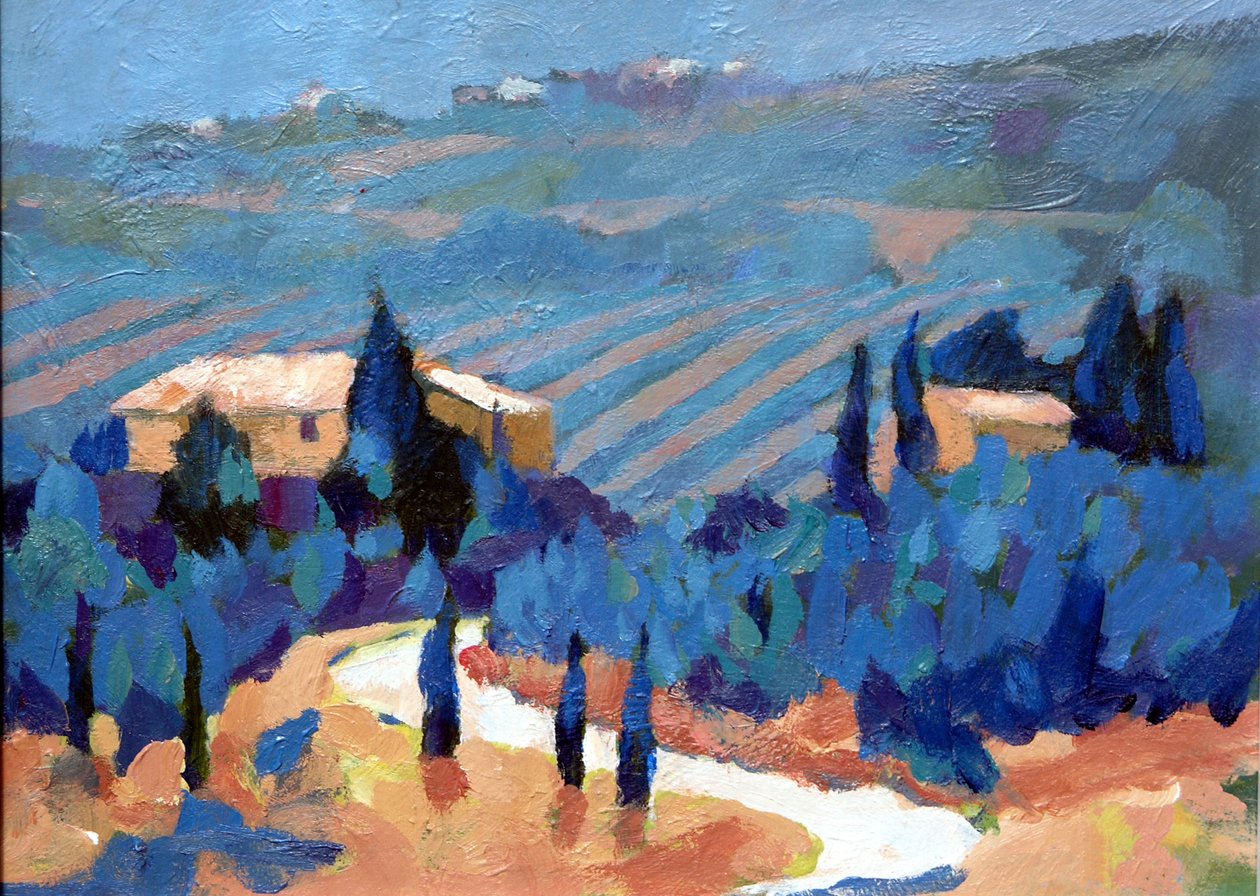 Toskania 2, 2007 (akryl na pokładzie) autorstwa Clive Metcalfe