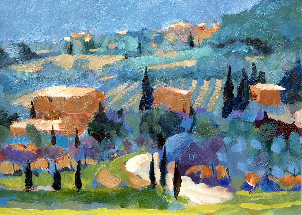 Toskania, 2007 (akryl na pokładzie) autorstwa Clive Metcalfe