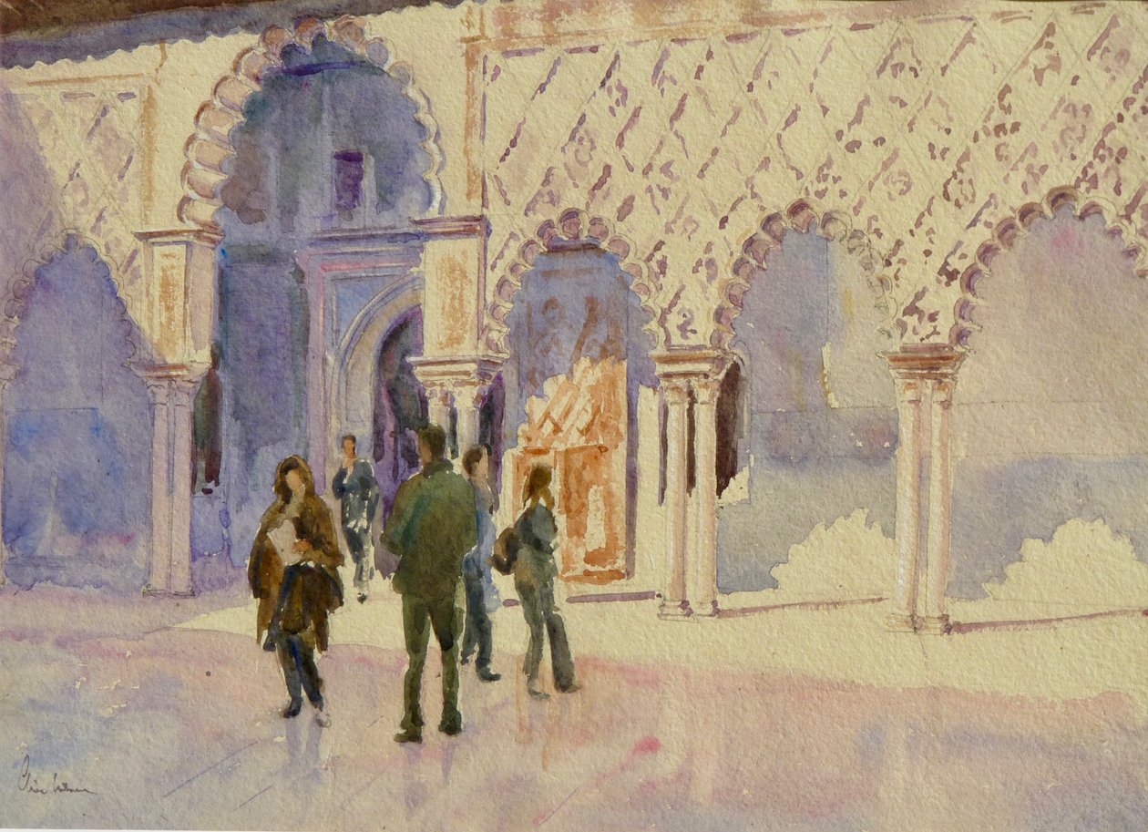 Alcazar, Dziedziniec Dziewic, 2002 (akwarela) autorstwa Clive Wilson