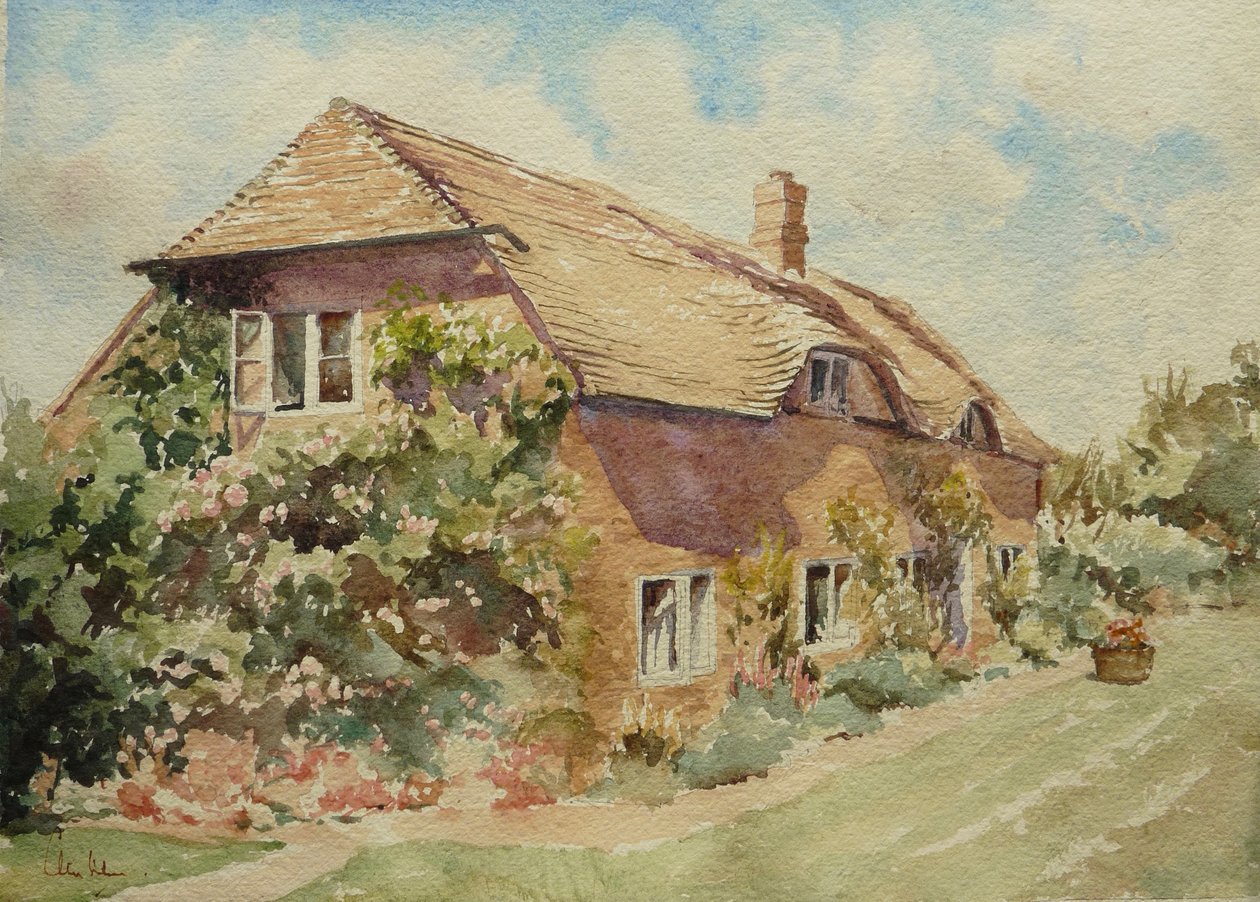 Domek na Irlandzkim Wzgórzu, 2009 (akwarela) autorstwa Clive Wilson