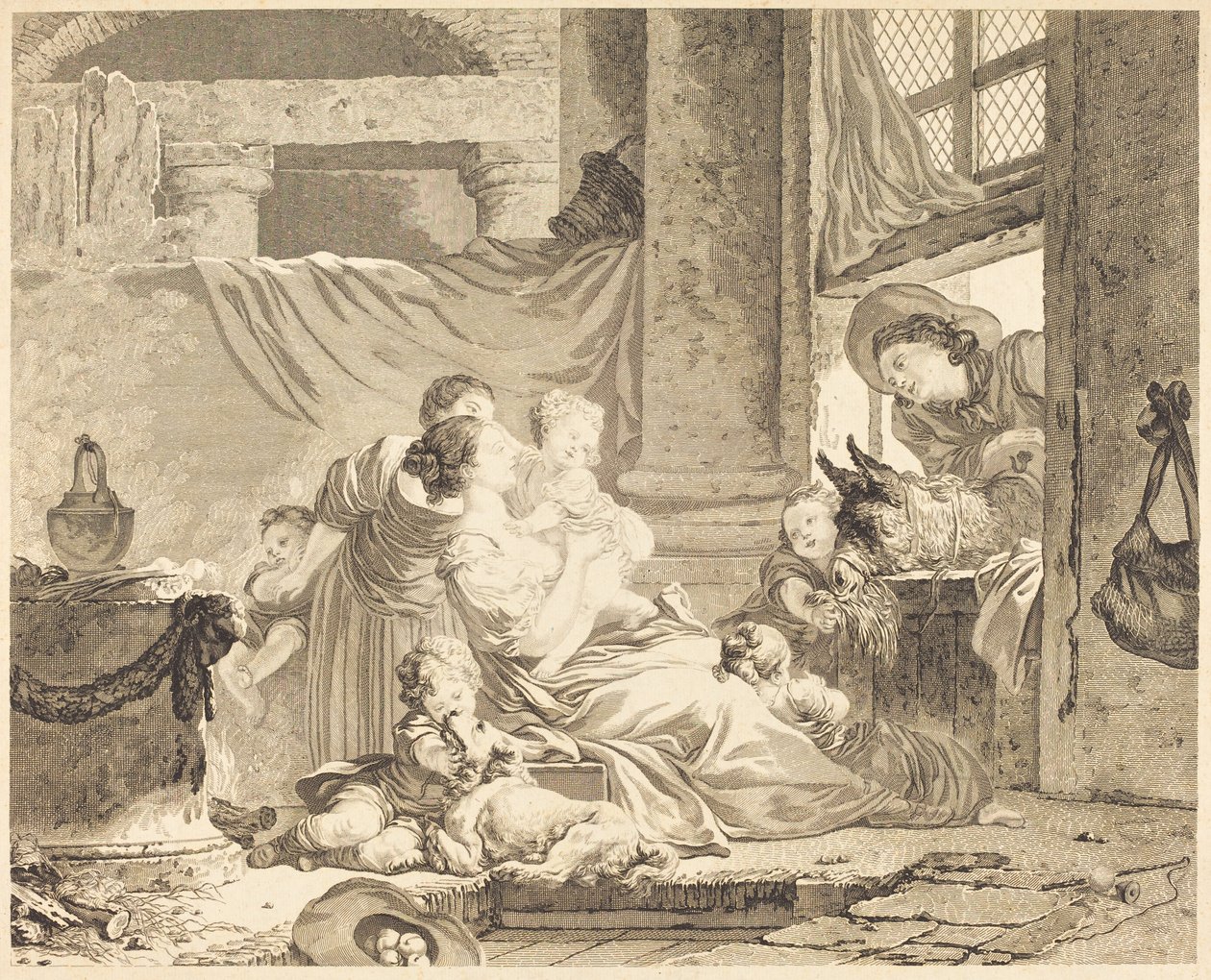 Rodzina Rolnika autorstwa Clément Pierre Marillier after Jean Honoré Fragonard