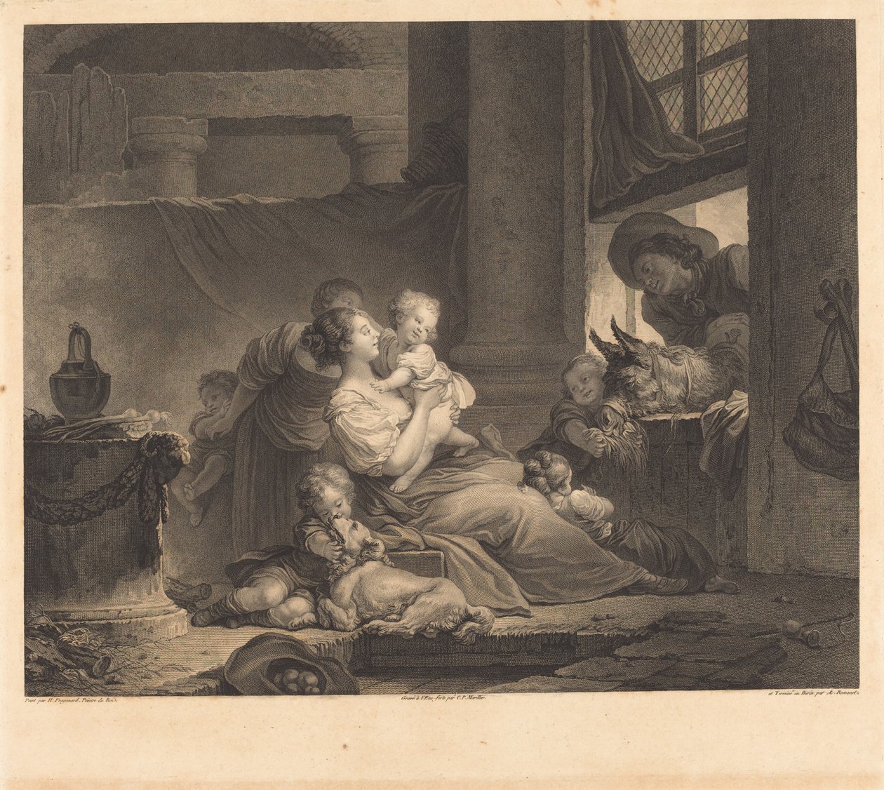Rodzina Rolnika autorstwa Clément Pierre Marillier and Antoine Louis Romanet after Jean Honoré Fragonard