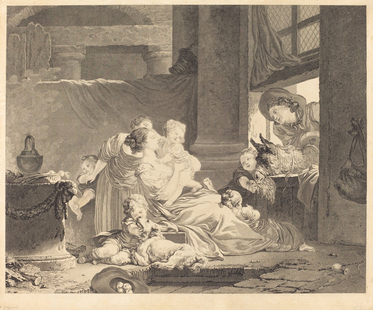 Rodzina Rolnika autorstwa Clément Pierre Marillier and Antoine Louis Romanet after Jean Honoré Fragonard