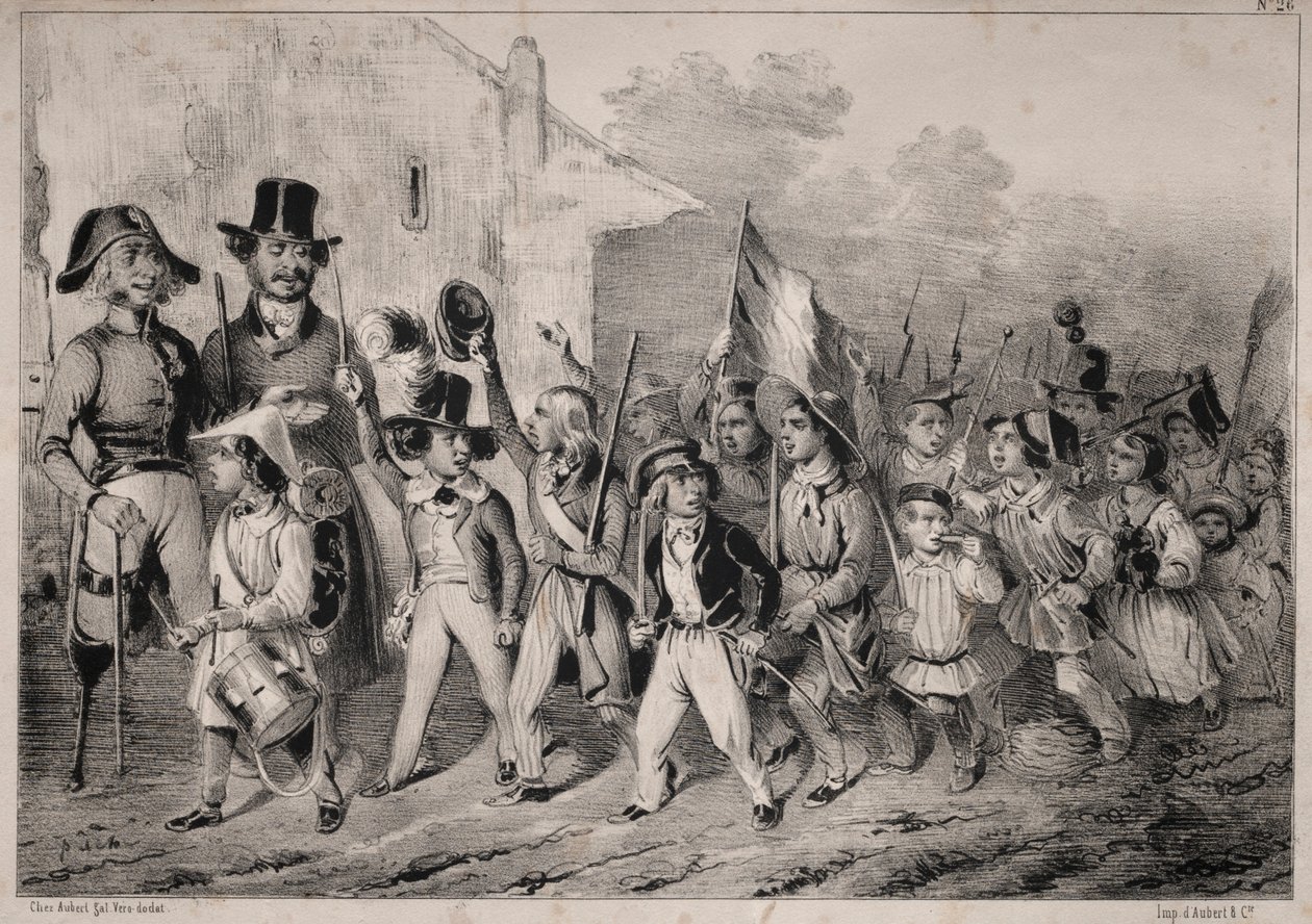 Aktualności: Dobrze! Dzieciaki też tego chcą! kiedy mówimy o wojnie!..., 1840. autorstwa Clémente Pruche