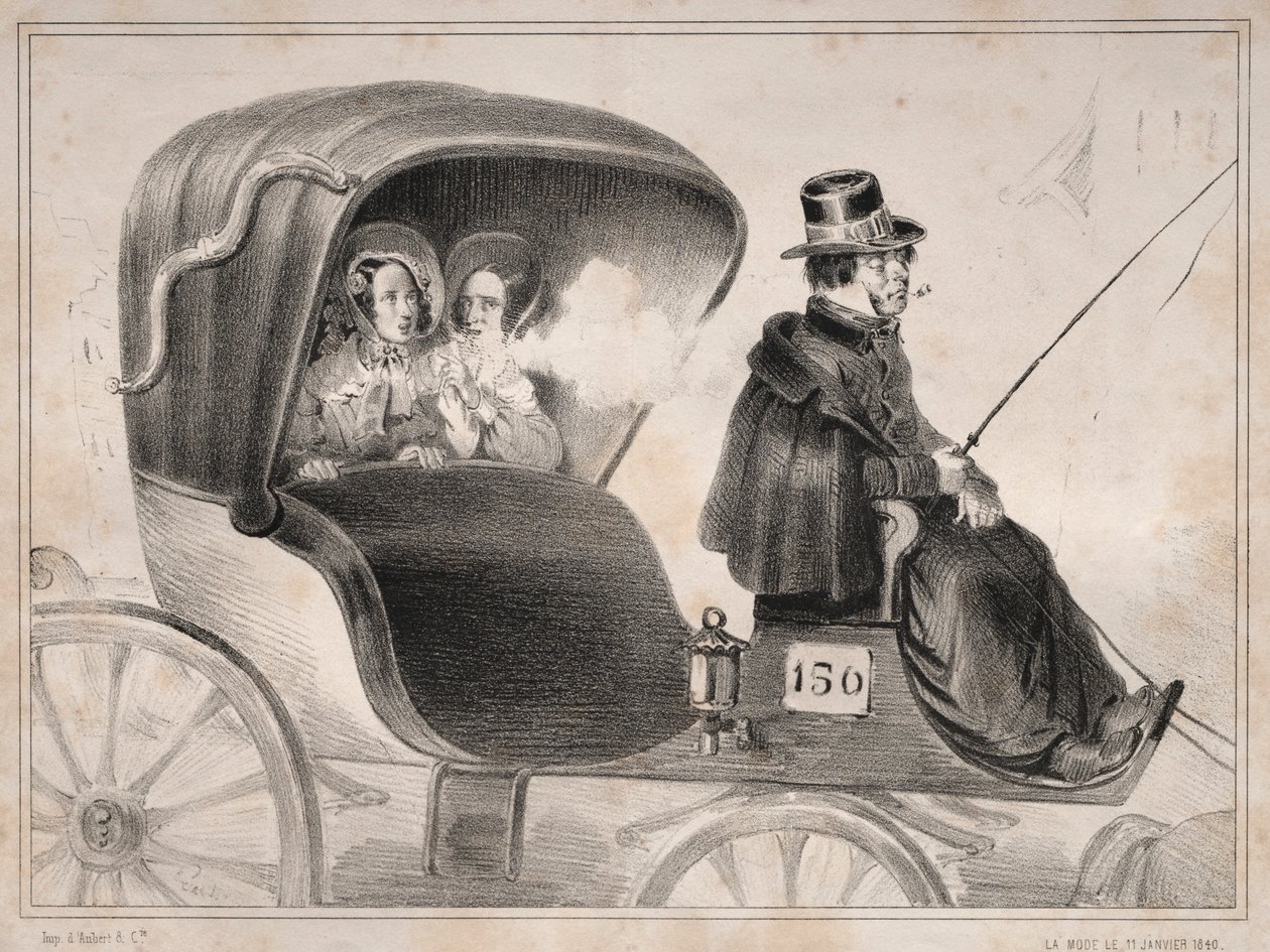 Wiadomości: Wady samochodów publicznych: woźnica..., 1839. autorstwa Clémente Pruche