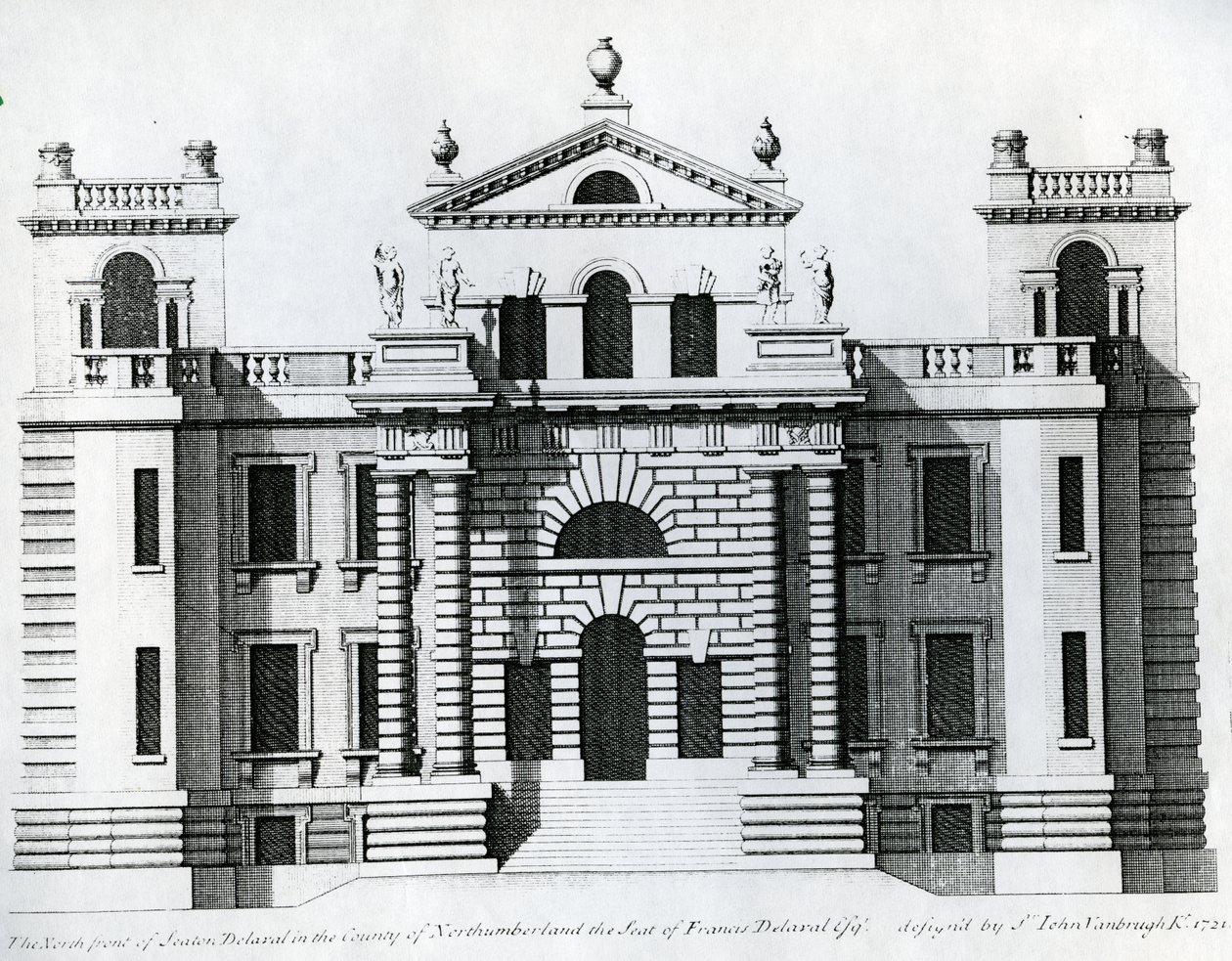 Projekt dla Seaton Delaval, 1721 autorstwa Colen Campbell